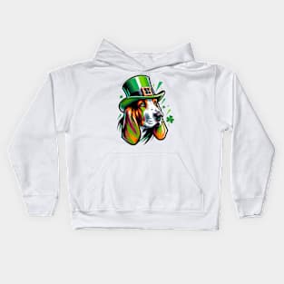 Basset Hound's Festive Saint Patrick's Day Portrait Kids Hoodie